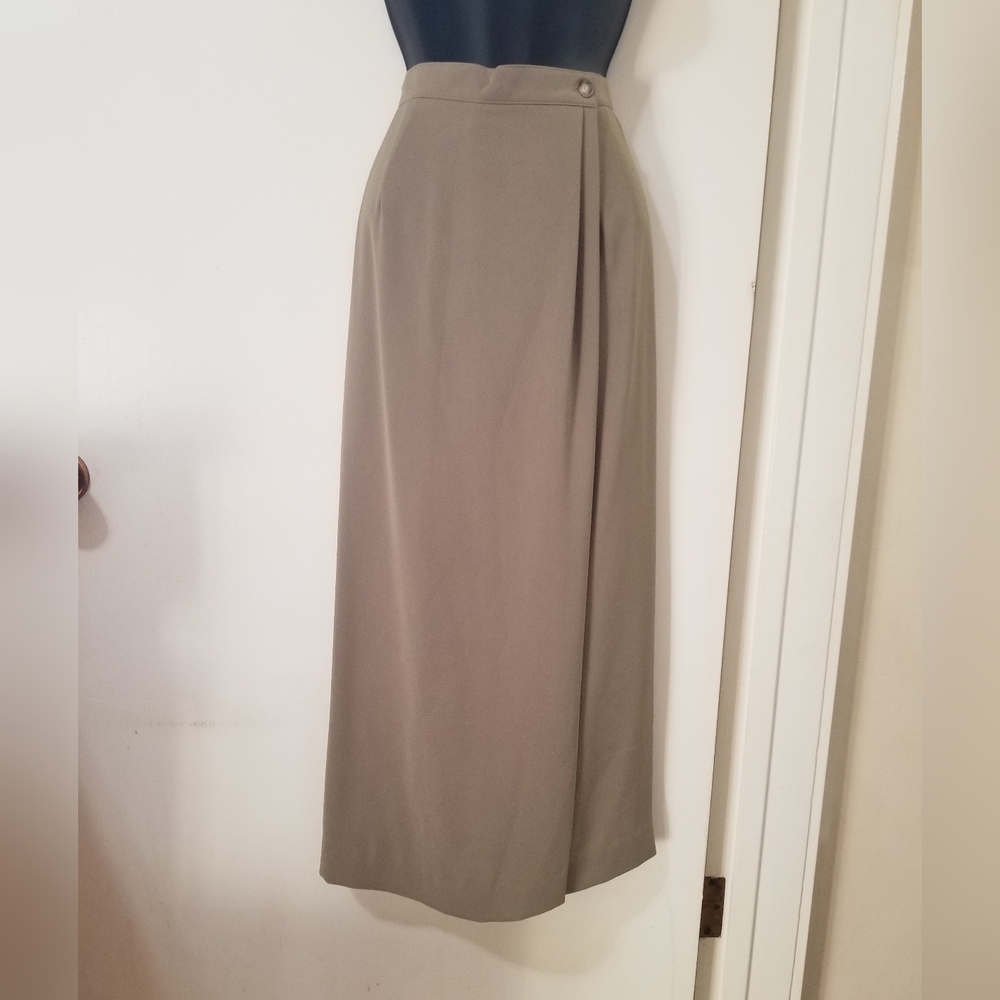 Rena Rowan Saville Vintage Taupe Pleated Midi Skirt Size 10